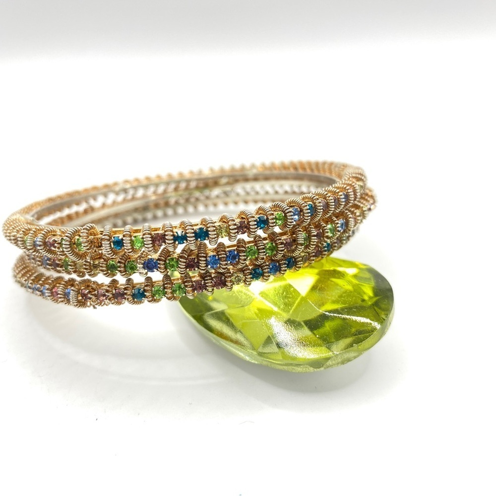Multi-Colored Rhinestone Bangles Set of 3 Bracelets